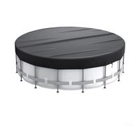 Cubierta solar redonda Oxford 210D para alberca, lona negra de absorción de calor con cordón para protección de escombros, se adapta a camas elásticas y piscinas de mascotas, 6 tamaños (15 pies)