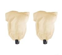 Cubiertas de forro polar no tejidas para heladas, paquete de 2 unidades, tamaño XXL con cordón seguro, bolsas de protección de invierno reutilizables para palmas y arbustos al aire libre, beige (1,2 m