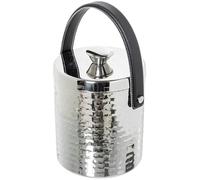 CUBITERA C/TAPA ACERO INOX., ASA CUERO, MARTILLADO BRILLO_°15X18/28CM