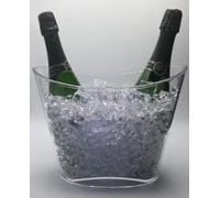 Cubitera, Champanera Fresh color Transparente, ideal para 2 botellas 75 otella Magnum o 6 botellines de cerveza, refrescos o agua. Hecha en Polipropileno, muy Resistente. (Transparente)