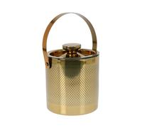 Cubitera de Acero Inoxidable con Tapa y Pinzas en diseño Dorado con Acabado Brillante Ø15x18,5cm