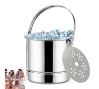 Cubitera de hielo de acero inoxidable con asa, de vino de gran capacidad, incluye colador para whisky, vodka, cócteles, cerveza