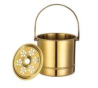 Cubitera de metal de 1 L, cubo de hielo profesional de acero inoxidable grueso con placa de filtro, para cócteles, bares, restaurantes (dorado)