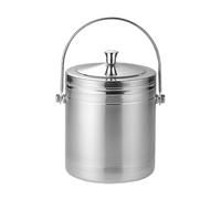 Cubitera Hielo Cubitera de doble pared acero inoxidable con tapa y pinzas for hielo Ice Cube Maker(Grande)