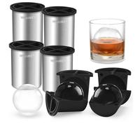 Cubitera transparente de 2,5 pulgadas de acero inoxidable transparente, molde de silicona premium sin BPA para whisky y cócteles (4 paquetes)
