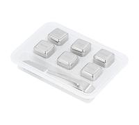 Cubitos de Hielo de Acero Inoxidable, 6 Piezas, Reutilizables con Pinza y Bandeja - Enfriamiento Rápido, Material Seguro, para Whisky y Bebidas