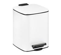 Relaxdays Cubo de basura baño 6 l con tapa blanco,negro,plata
