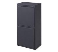 Relaxdays Cubo de basura, 3 compartimentos, 18 l, 2x 11 l, antracita | abatible, cubos extraíbles, metal, suelo/pared