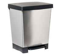 Tatay Cubo de basura de cocina Cubik Deco 21L - Pedal, interior y exterior, Gris Metalizado