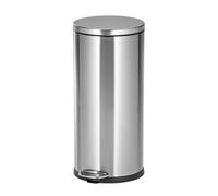 Cubo de acero inoxidable con pedal, redondo EKO, capacidad 30 l