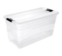 Cubo de almacenaje con Tapa, Plástico, Transparente, 83 l KEEEPER