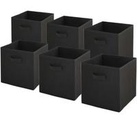 Cubo de almacenamiento, caja de almacenamiento plegable, cestas y cajas de almacenamiento, cajas con asa, caja para ropa, juguetes, ropa, juego de 6 (negro, 27 x 27 x 27 cm)