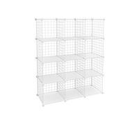 SONGMICS Estantería Modular de 12 Cubos, Armario de Almacenamiento de Alambre de Metal, para Zapatos, Libros, Juguetes, Baño, Salón, Extensible, 31 x 93 x 123 cm, Blanco LPI34W