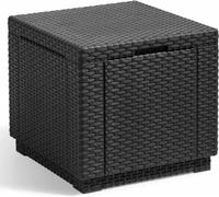 Cubo de almacenamiento, pouf Keter color grafito, caja de almacenamiento para jardín