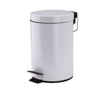 MSV France Papelera de baño Acero inoxidable con cubo interior extraíble, pedal Blanco 3 L
