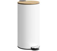 Cubo de Basura Cocina 30L con Pedal Tapa de Cierre Suave y Cubo Extraíble para Dormitorio Oficina Estudio Salón Crema BLANCO