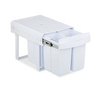 Relaxdays Cubo de Basura Cocina, 4 Compartimentos, 4x 8L, 34,6x34x51,8 cm, Extraíble, Papelera Fregadero, Blanco