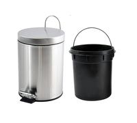 Cubo de Basura con Pedal, Acero Inoxidable, Papelera Baño, Capacidad de 3L/5L/7L/9L/12L