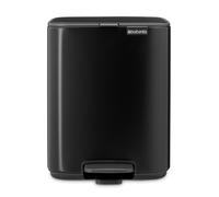 Cubo de basura con pedal BO 7 l, mate negro, acero, Brabantia