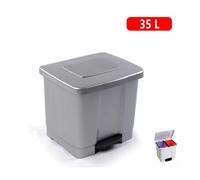 Cubo de Basura con Pedal de 35L con Doble Compartimento para Reciclaje, Cubo Ecológico de 2 Divisiones para Cocina y Oficina, Varios Colores Disponibles - 48x38x38cm