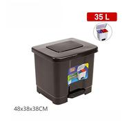 Cubo de Basura con Pedal de 35L con Doble Compartimento para Reciclaje, Cubo Ecológico de 2 Divisiones para Cocina y Oficina, Varios Colores Disponibles - 48x38x38cm