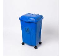 Cubo de Basura con Ruedas Auren 70L, Papelera de Reciclaje Grande con 4 Ruedas Giratorias, Contenedor de Plástico Resistente para Hostelería, Restaurantes y Terrazas, 45x44x68 cm (Azul)