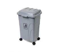 Cubo de Basura con Ruedas Auren 70L, Papelera de Reciclaje Grande con 4 Ruedas Giratorias, Contenedor de Plástico Resistente para Hostelería, Restaurantes y Terrazas, 45x44x68 cm (Gris)