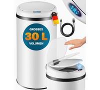Cubo de basura con sensor acero inoxidable blanco 30L