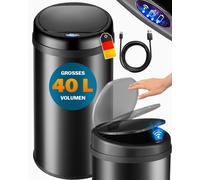 Cubo de basura con sensor acero inoxidable negro 40L