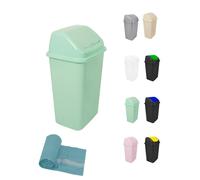 Cubo de Basura con Tapadera Basculante - 15L / 25L / 30L / 50L - Papelera Ideal para Cocina, Baño y Oficina Green