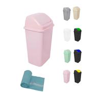Cubo de Basura con Tapadera Basculante - 15L / 25L / 30L / 50L - Papelera Ideal para Cocina, Baño y Oficina Rose 50 + bags