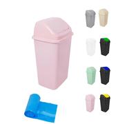 Cubo de Basura con Tapadera Basculante - 15L / 25L / 30L / 50L - Papelera Ideal para Cocina, Baño y Oficina Rose 30 + bags
