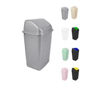 Cubo de Basura con Tapadera Basculante - 15L / 25L / 30L / 50L - Papelera Ideal para Cocina, Baño y Oficina Silver 15
