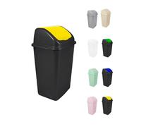 Cubo de Basura con Tapadera Basculante - 15L / 25L / 30L / 50L - Papelera Ideal para Cocina, Baño y Oficina Yellow - black 50