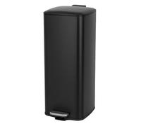 Cubo de basura cuadrado de 30 litros de metal negro antihuellas | Papelera con cubo interior de polipropileno negro extraíble con asa. Apertura con pedal y cierre suave amortiguado