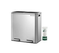 Cubo de Basura Cubo de Pedal con Doble Compartimento de 2 x 30 L Plata y Negro