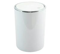 Cubo de basura de baño Kamaka (6 l, Plástico, Blanco/Acero inoxidable)