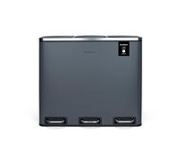 Cubo de basura de clasificación con pedal Dark Grey Les Collectors N° 984, capacidad 60 L, resistente, cocina, separador de residuos 2 bandejas, sellos extraíbles, reciclaje, clasificación selectiva