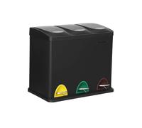 SONGMICS - Papelera de cocina, 3 x 8 L, pequeño volumen, tapas, basura triple de acero, para pequeñas familias, pedales y cuartos, fácil de limpiar, negro LTB24BK