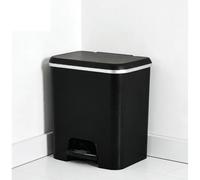 Cubo de Basura Doble 52L para Reciclaje - Cubo con Pedal y 2 Compartimentos - Contenedor Grande Antiolor para Cocina y Hogar - 42x37.5x50cm Black