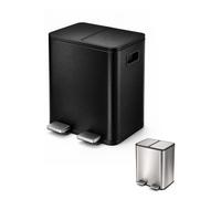 Cubo de Basura Doble Compartimento 15+15L, 20+20L o 30+30L con Pedal de Metal y Cierre Suave - JARDIN202 Black 40 liters