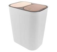 Cubo de basura doble con 2 compartimentos, de plástico, para la separación de residuos húmedos y secos. Contenedor de residuos compacto para cocina y baño, con soporte para bolsas de basura. 2 x 21 li