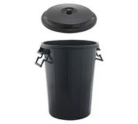 Cubo de basura empotrado con tapa (100 l, Negro, Redonda)