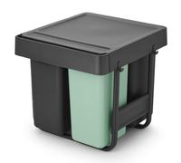 Cubo de basura integrado SORT & GO 2x 10 l + 1x 20 l, gris oscuro / verde jade, plástico, Brabantia