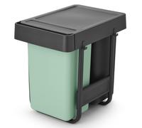 Cubo de basura integrado SORT & GO 2x 15 l, gris oscuro / verde jade, plástico, Brabantia