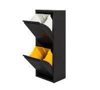 WELL HOME MOBILIARIO & DECORACIÓN Cubo de basura y reciclaje Metálico de 4 compartimentos, 4x17L (68L) Negro mate