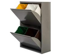 Cubo de Basura Metálico Wellhome Gris Brillo 4 Compartimentos