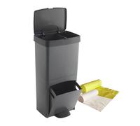 Cubo de basura o reciclaje 70l, vertical, 2 compartimentos, papelera residuos, 76 cm, fácil gestión, incluye bolsas de basura 39 cm
