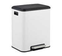 Relaxdays Cubo de basura 2 compartimentos 15 L – Blanco/Negro/Plata