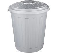Cubo de basura / papelera polivalente con tapa cerrable, Pequeño, Plástico resistente (PP), 7l, Mats, Plateado KEEEPER